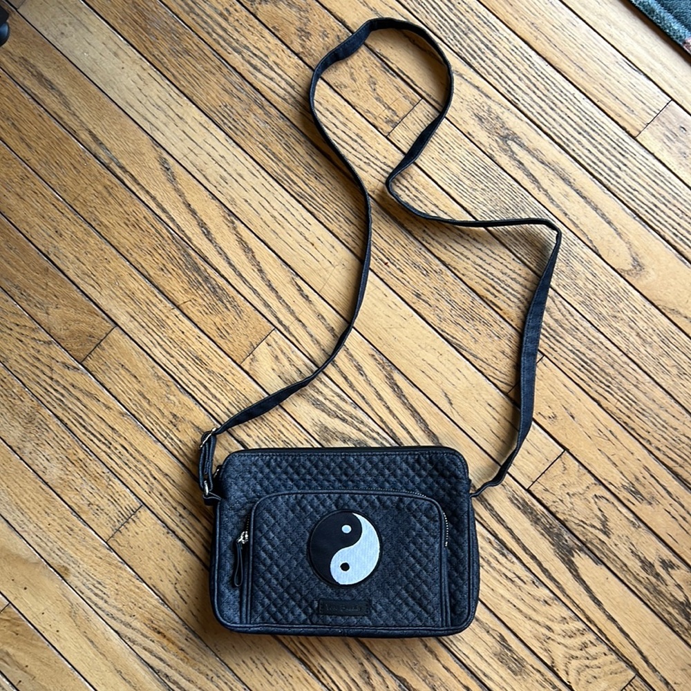Vera Bradley RFID Little Hipster in Denim Navy Customized with YIN YANG patch